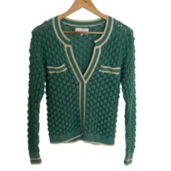 Heartloom Sybil Pointelle V Neck Sweater Medium - Picture 2 of 5